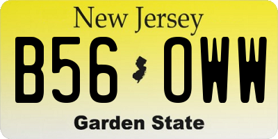 NJ license plate B56OWW