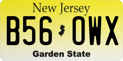 NJ license plate B56OWX
