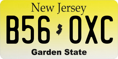 NJ license plate B56OXC