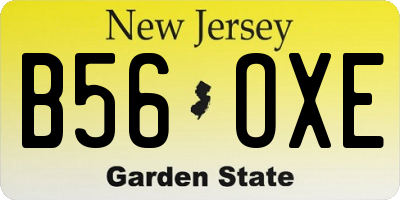 NJ license plate B56OXE