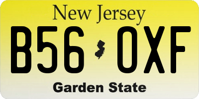 NJ license plate B56OXF