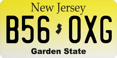 NJ license plate B56OXG
