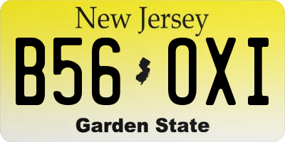 NJ license plate B56OXI