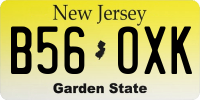 NJ license plate B56OXK