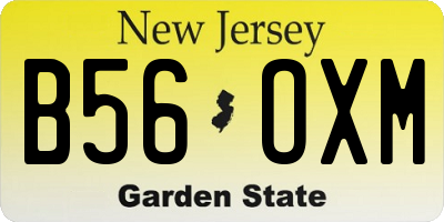 NJ license plate B56OXM