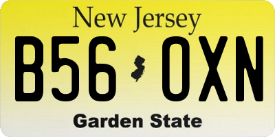 NJ license plate B56OXN