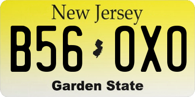 NJ license plate B56OXO