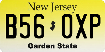 NJ license plate B56OXP