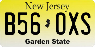 NJ license plate B56OXS