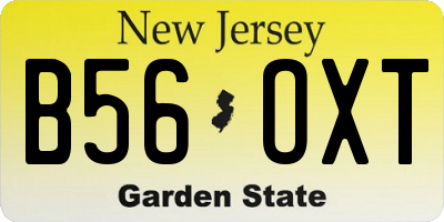 NJ license plate B56OXT