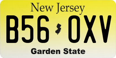 NJ license plate B56OXV