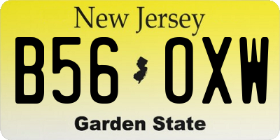 NJ license plate B56OXW
