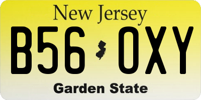 NJ license plate B56OXY