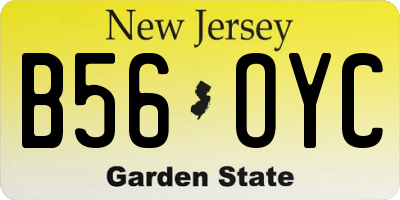 NJ license plate B56OYC