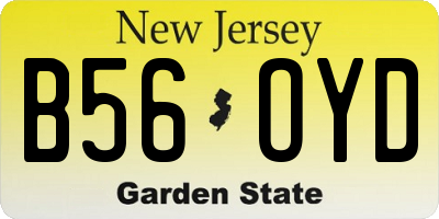 NJ license plate B56OYD
