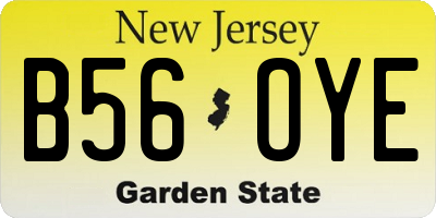 NJ license plate B56OYE