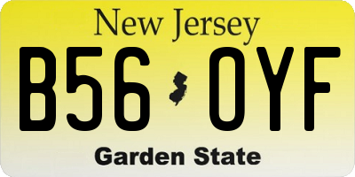 NJ license plate B56OYF