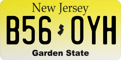 NJ license plate B56OYH