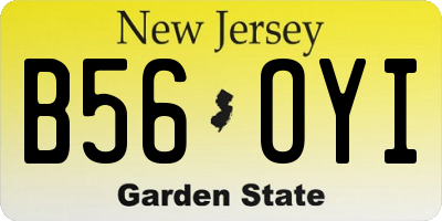 NJ license plate B56OYI