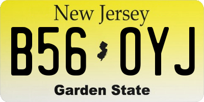 NJ license plate B56OYJ