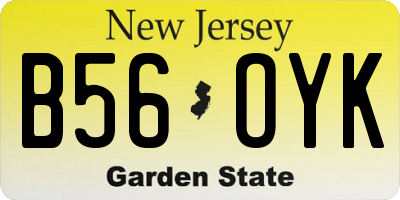 NJ license plate B56OYK