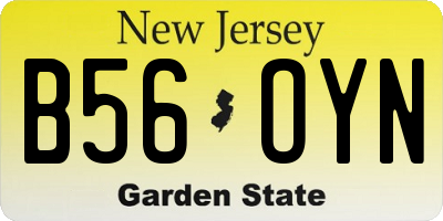 NJ license plate B56OYN