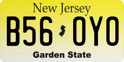 NJ license plate B56OYO