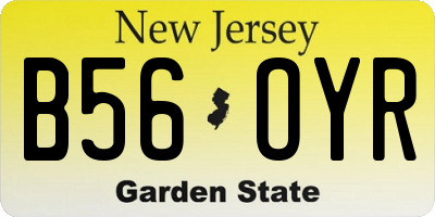 NJ license plate B56OYR