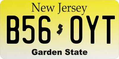 NJ license plate B56OYT