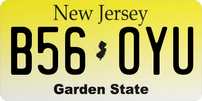 NJ license plate B56OYU