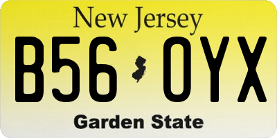 NJ license plate B56OYX