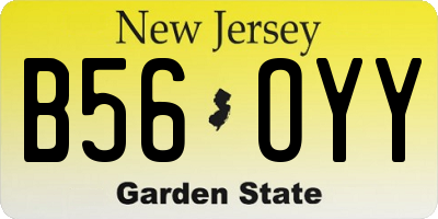 NJ license plate B56OYY