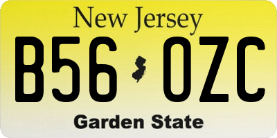 NJ license plate B56OZC