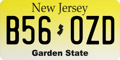 NJ license plate B56OZD