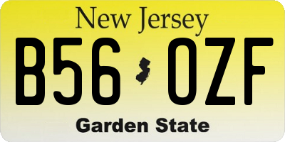 NJ license plate B56OZF