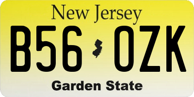 NJ license plate B56OZK