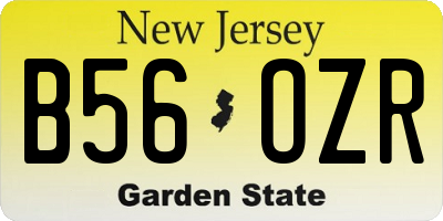 NJ license plate B56OZR