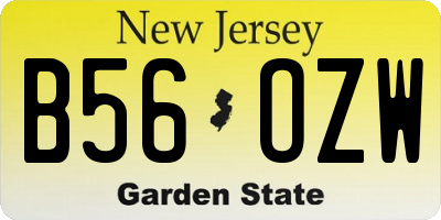 NJ license plate B56OZW
