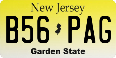 NJ license plate B56PAG