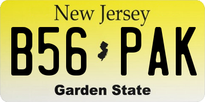 NJ license plate B56PAK
