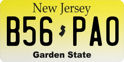 NJ license plate B56PAO