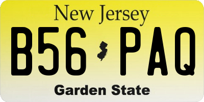 NJ license plate B56PAQ