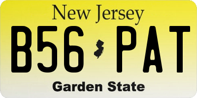 NJ license plate B56PAT