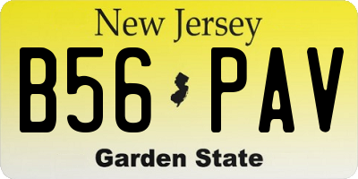 NJ license plate B56PAV