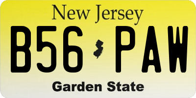 NJ license plate B56PAW