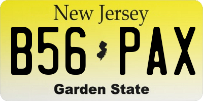 NJ license plate B56PAX
