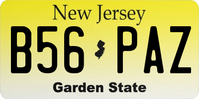 NJ license plate B56PAZ
