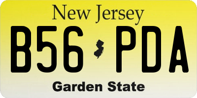 NJ license plate B56PDA