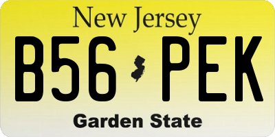 NJ license plate B56PEK