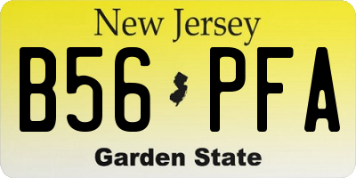 NJ license plate B56PFA